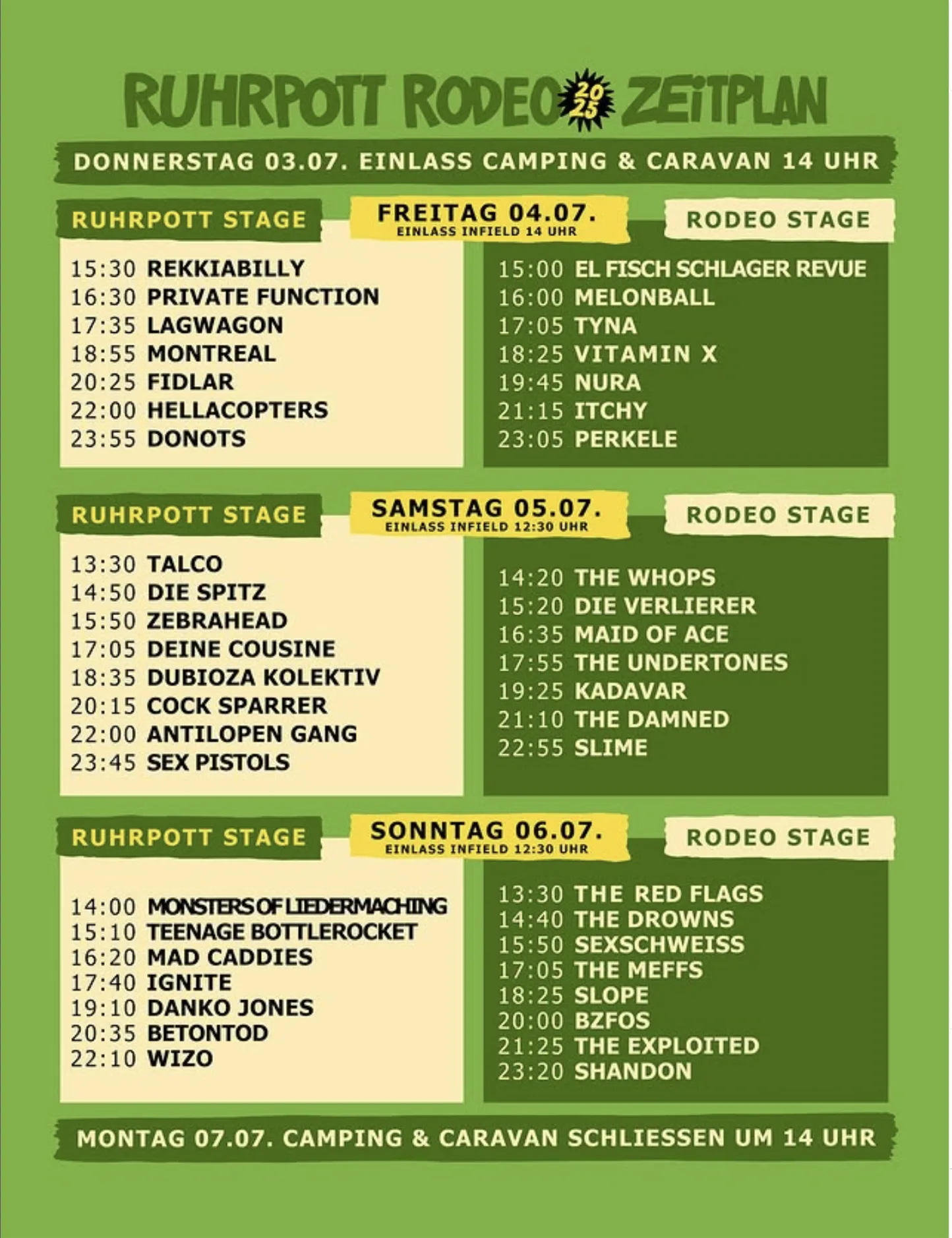 Ruhrpott Rodeo 2025 Timetable