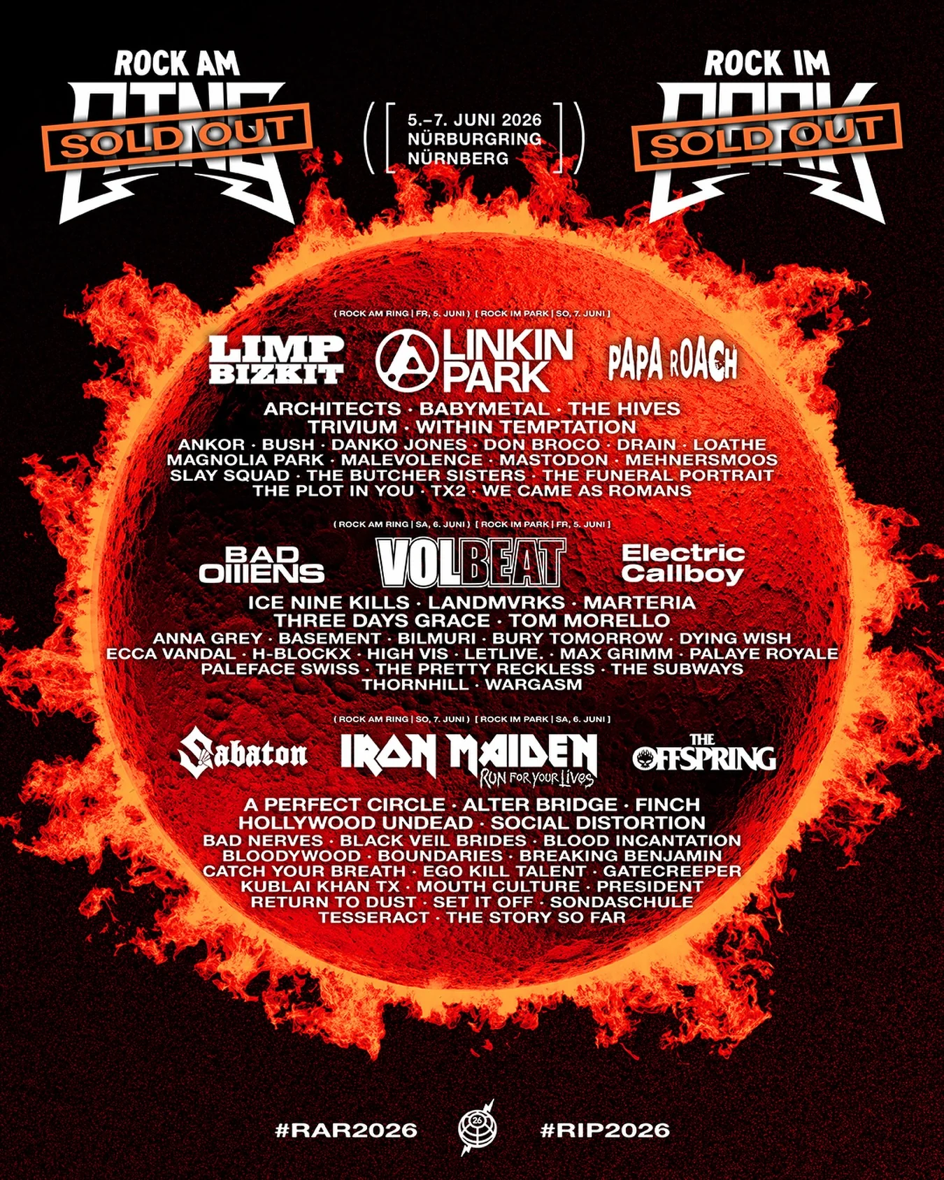Rock am Ring Rock im Park Lineup 2026