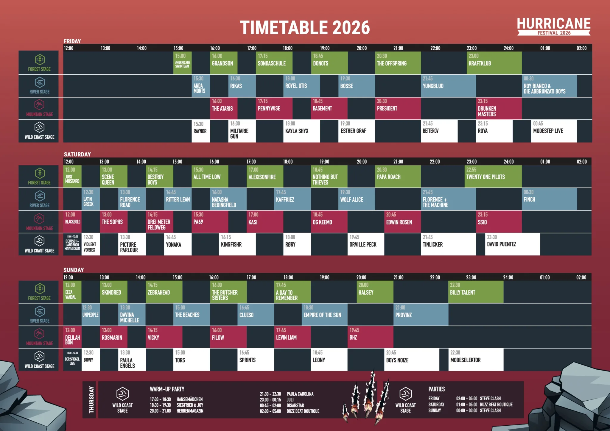 Hurricane Festival 2026 Timetable