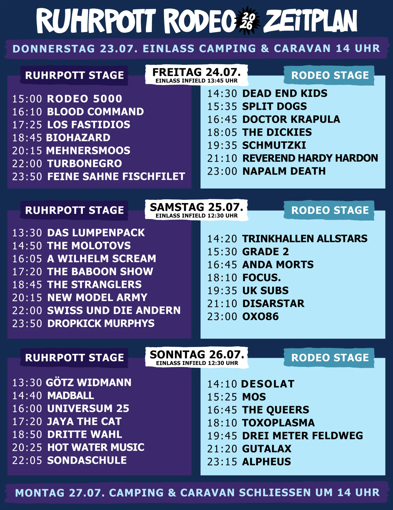 Ruhrpott Rodeo 2026 Zeitplan